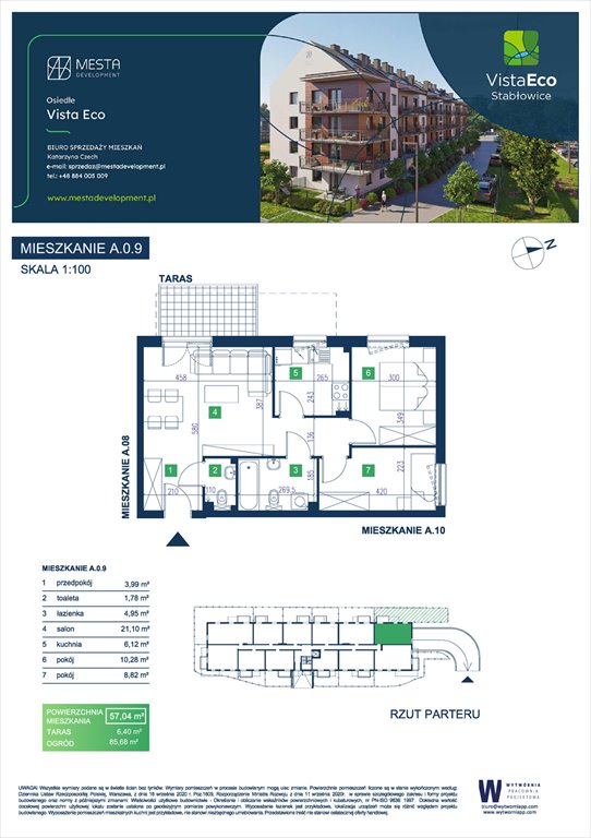 Nowe mieszkanie trzypokojowe Vista Eco budynek A Wrocław, Fabryczna, Łomnicka  57m2 Foto 1