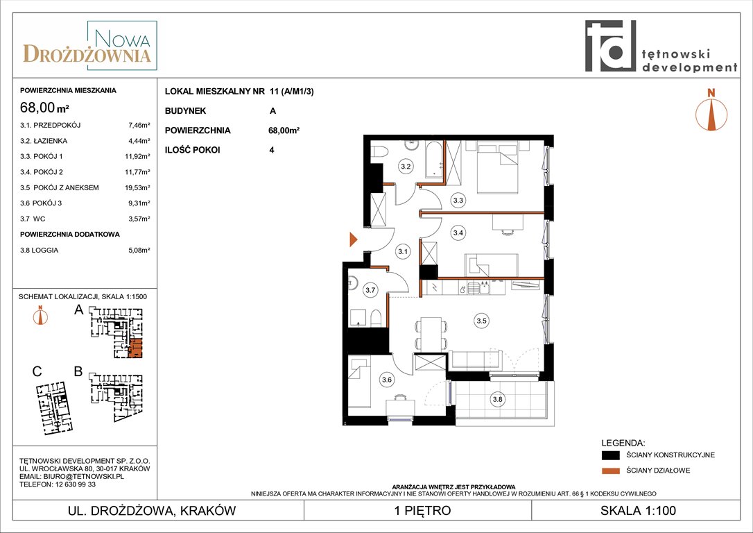 Nowe mieszkanie czteropokojowe  NOWA DROŻDŻOWNIA ETAP II Kraków, Bieżanów, Drożdżowa  68m2 Foto 1