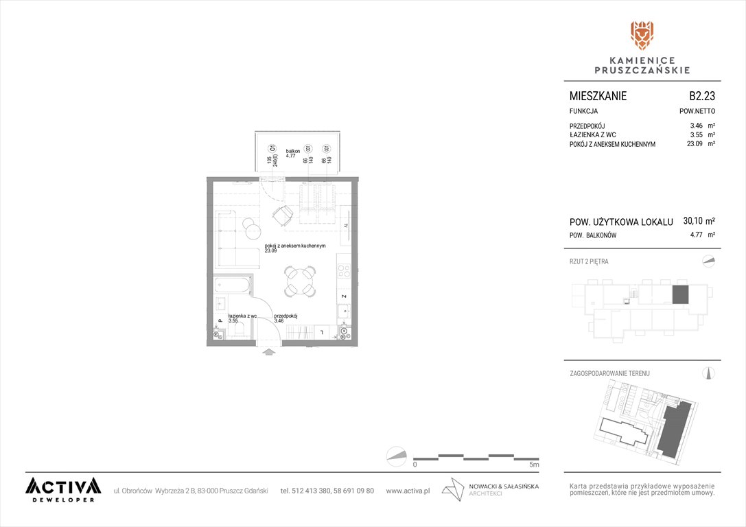 Nowa kawalerka Kamienice Pruszczańskie Pruszcz Gdański, ul. Grunwaldzka 71B, 71C  30m2 Foto 1