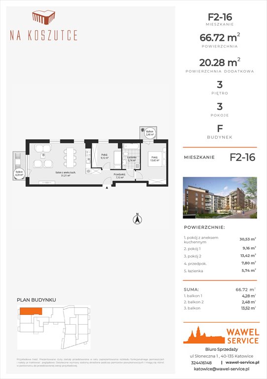mieszkanie na sprzedaż 67m2 mieszkanie Katowice, Słoneczna 1
