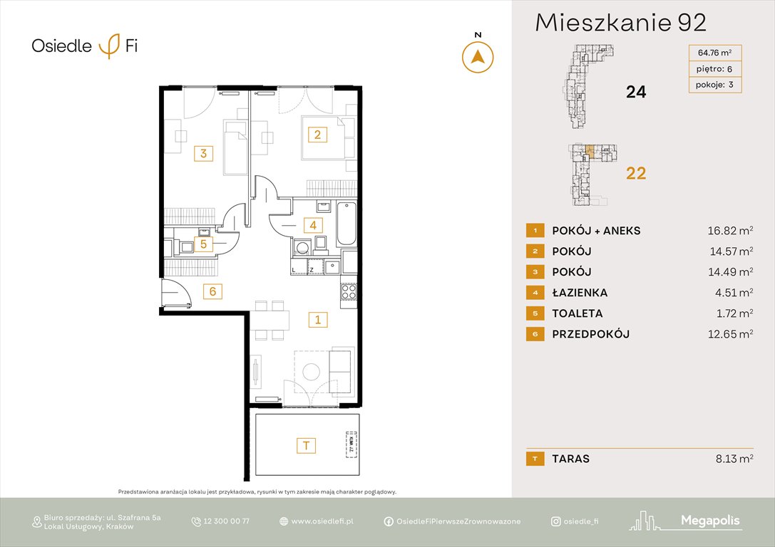 Nowe mieszkanie trzypokojowe Osiedle FI 3 Kraków, Podgórze, Rzemieślnicza 22-24  65m2 Foto 1