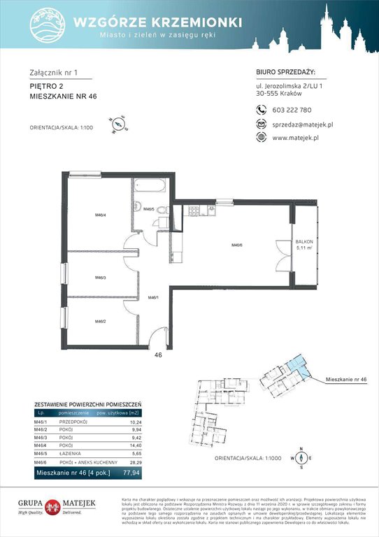 Nowe mieszkanie czteropokojowe  WZGÓRZE KRZEMIONKI 2 Kraków, Podgórze, Jerozolimska 4  78m2 Foto 1