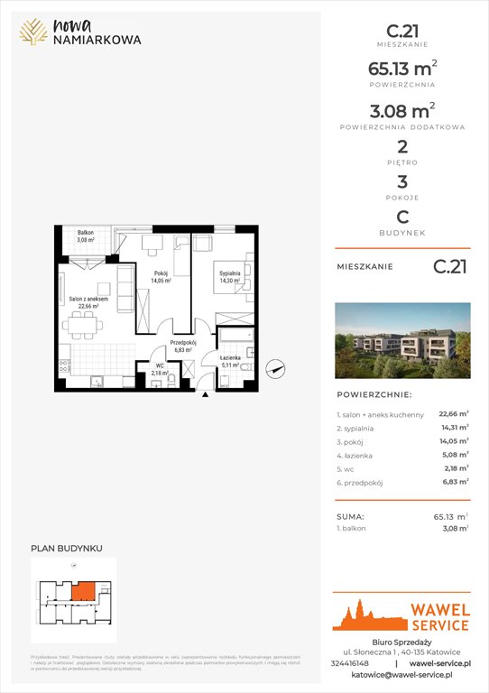 mieszkanie na sprzedaż 65m2 mieszkanie Będzin, Gzichów, Namiarkowa 15F