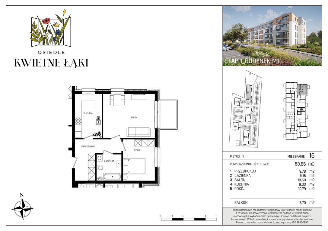 Nowe mieszkanie dwupokojowe Osiedle Kwietne Łąki Poddębice, Targowa 17  54m2 Foto 1