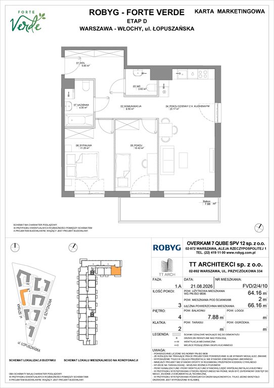 Nowe mieszkanie trzypokojowe Forte Verde Warszawa, Włochy, Łopuszańska 28  64m2 Foto 1
