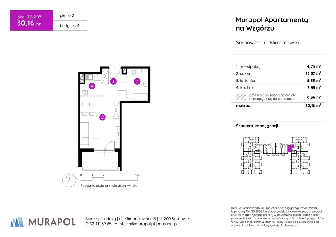 Nowa kawalerka Murapol Apartamenty na Wzgórzu Sosnowiec, ul. Klimontowska  30m2 Foto 1