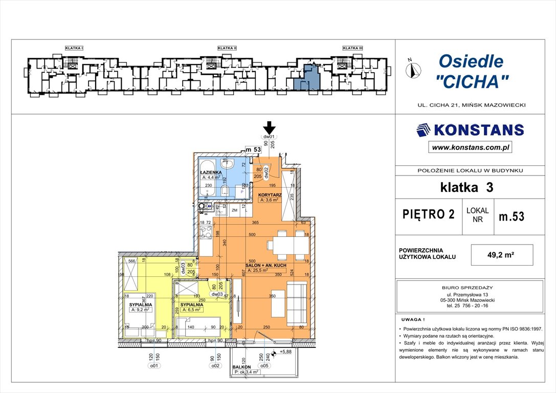 Nowe mieszkanie trzypokojowe Cicha 21 Mińsk Mazowiecki, Cicha 12  49m2 Foto 1