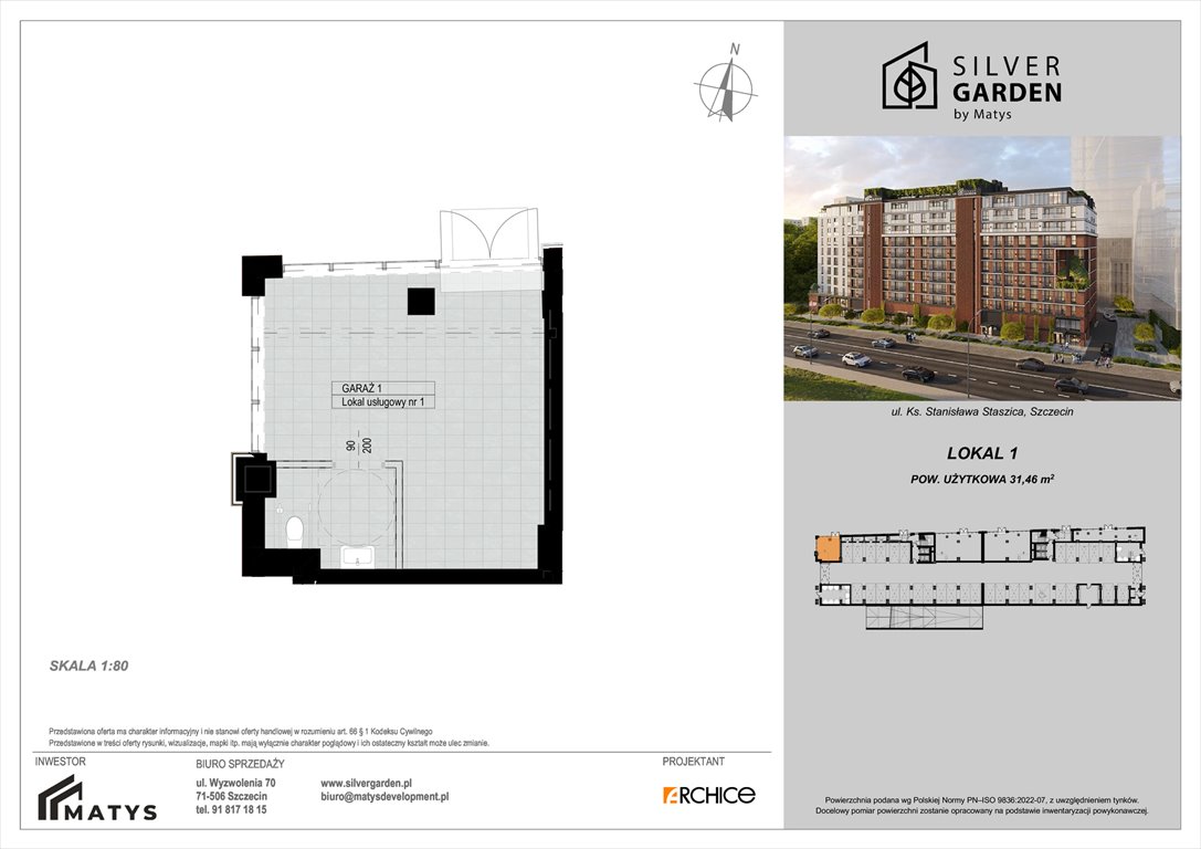 Nowy lokal użytkowy Silver Garden Szczecin, Centrum, al. Wyzwolenia 70 / ul. Staszica 21  31m2 Foto 1