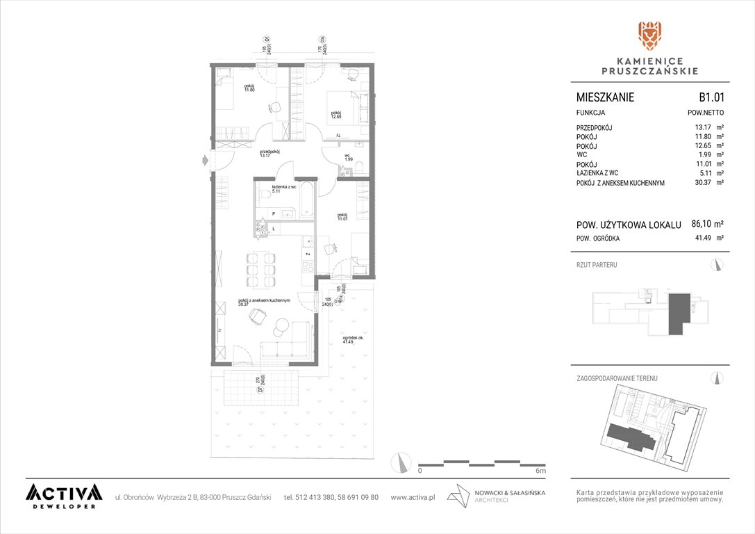 Nowe mieszkanie czteropokojowe  Kamienice Pruszczańskie Pruszcz Gdański, ul. Grunwaldzka 71B, 71C  86m2 Foto 1