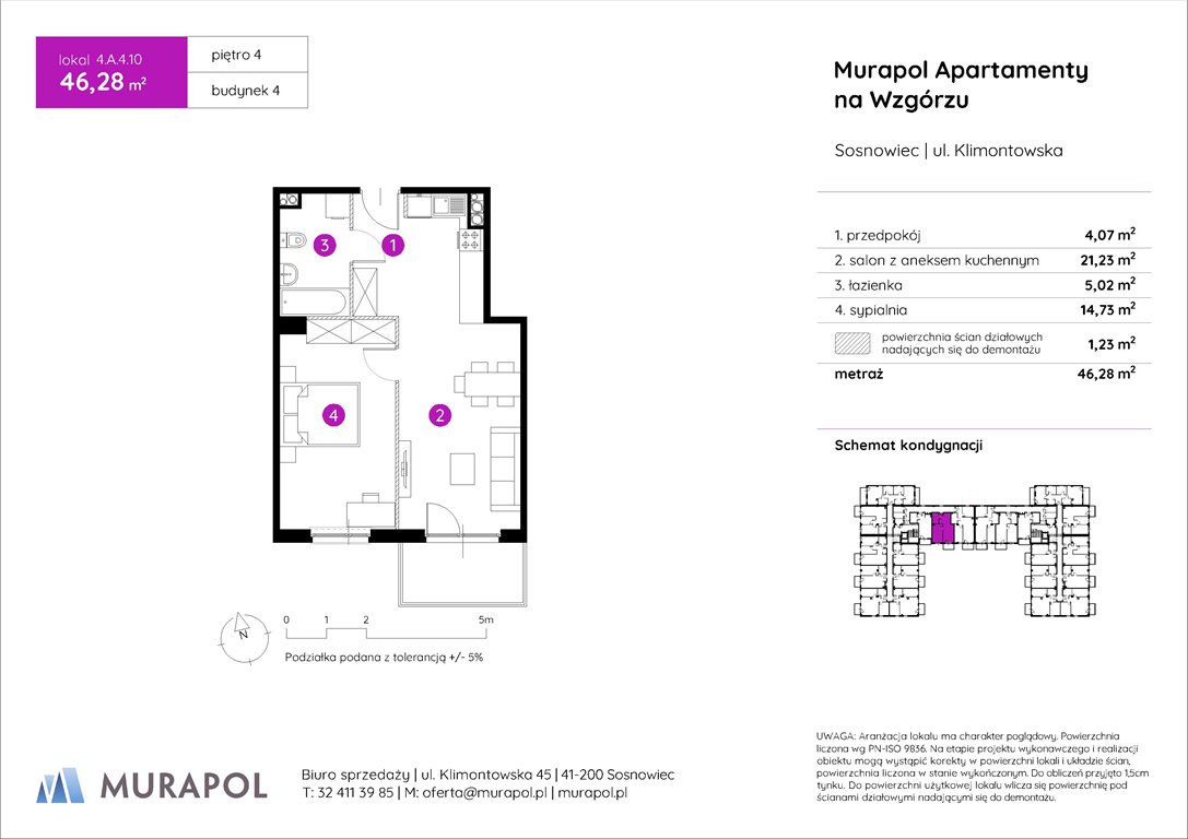 Nowe mieszkanie dwupokojowe Murapol Apartamenty na Wzgórzu Sosnowiec, ul. Klimontowska  46m2 Foto 1