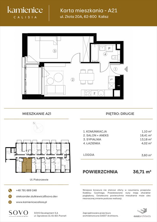 Nowe mieszkanie dwupokojowe Kamienice Calisia Kalisz, UL. ZŁOTA 20 A  37m2 Foto 1