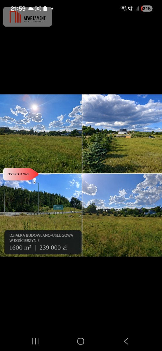 Działka inwestycyjna 1602 m² z pełnym uzbrojeniem w Kościerzynie Kościerzyna, Bolesława Chrobrego  1 602m2 Foto 1