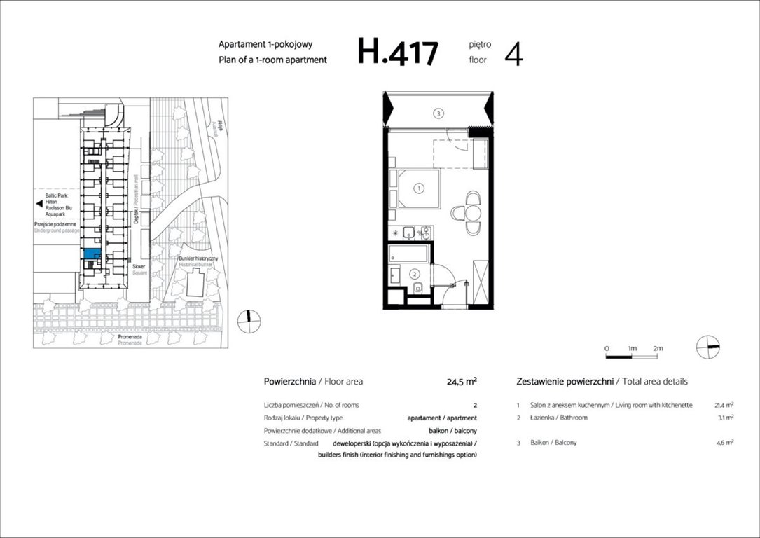 Kawalerka na sprzedaż Świnoujście, Uzdrowiskowa  24m2 Foto 3