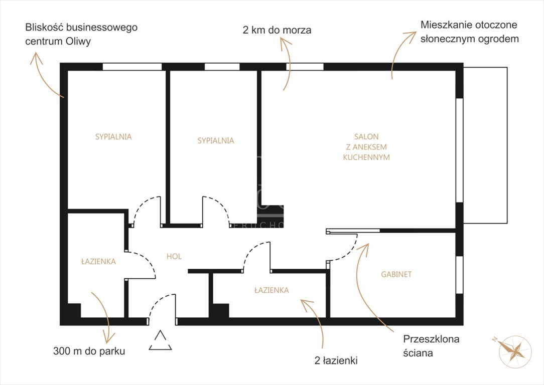 Mieszkanie czteropokojowe  na sprzedaż Gdańsk, Oliwa, Artura Grottgera  78m2 Foto 4