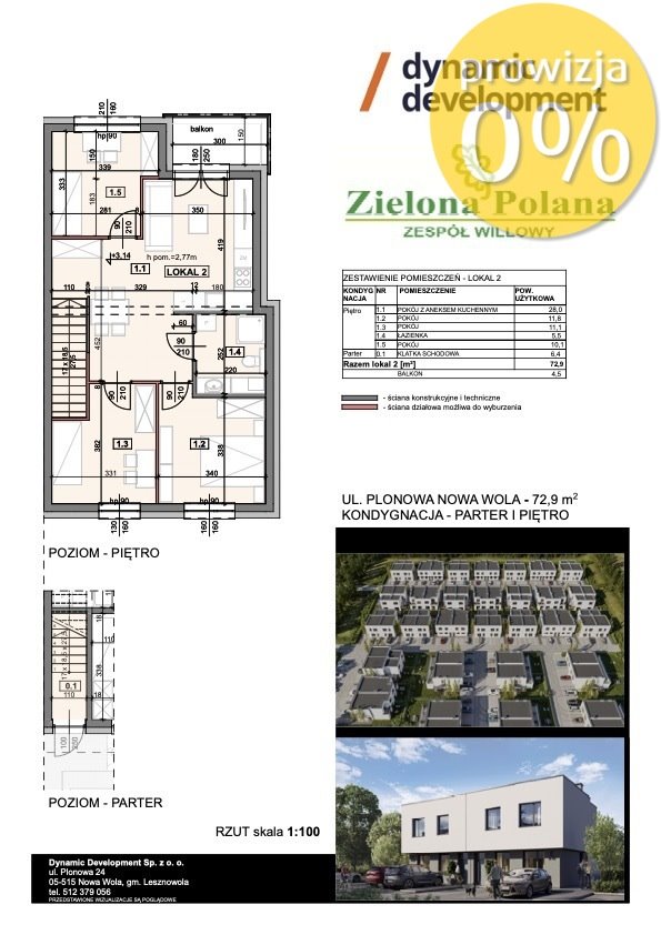 Nowoczesny 72,9 m² apartament z balkonem i miejscami zapraszam Nowa Wola  73m2 Foto 1