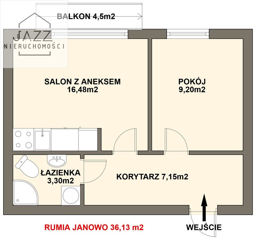 Mieszkanie dwupokojowe na sprzedaż Rumia, Janowo, Opolska  36m2 Foto 2