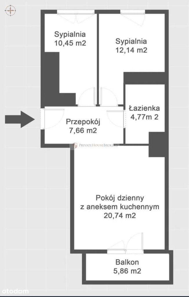 Mieszkanie trzypokojowe na wynajem Kraków, Podgórze Duchackie, Podgórze Duchackie, Walerego Sławka  56m2 Foto 15