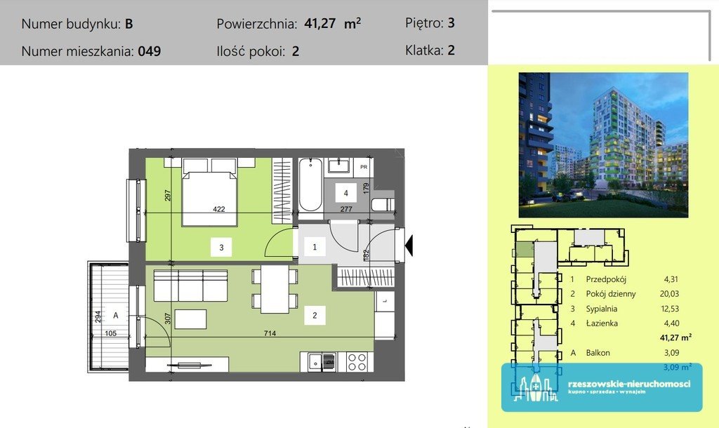 Mieszkanie dwupokojowe na sprzedaż Rzeszów, Technologiczna  41m2 Foto 1