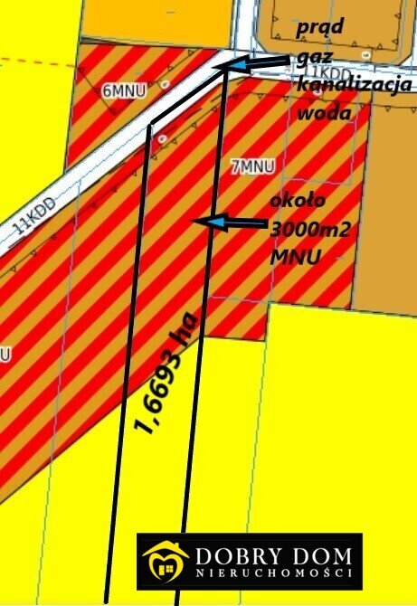 Działka 1,66 ha z MPZP, media, zabudowa i usługi Łyski  16 693m2 Foto 1