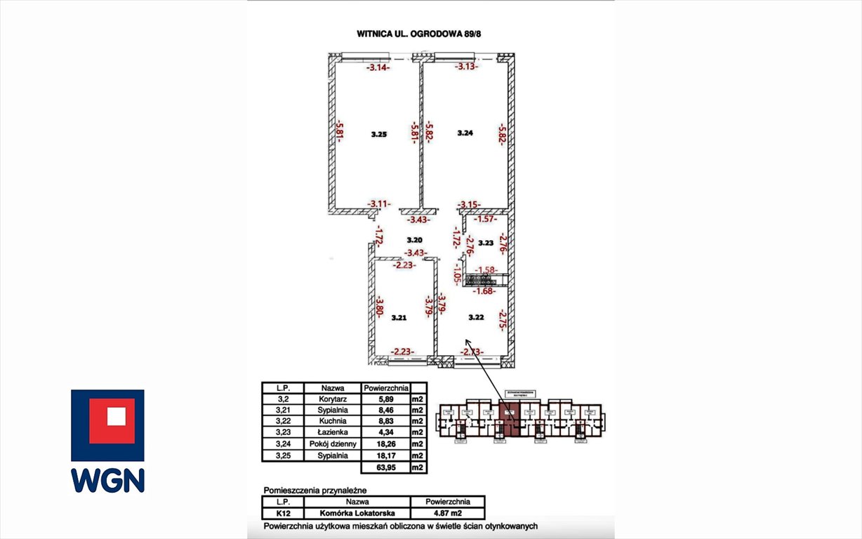 Mieszkanie trzypokojowe na sprzedaż Witnica, Ogrodowa  64m2 Foto 11