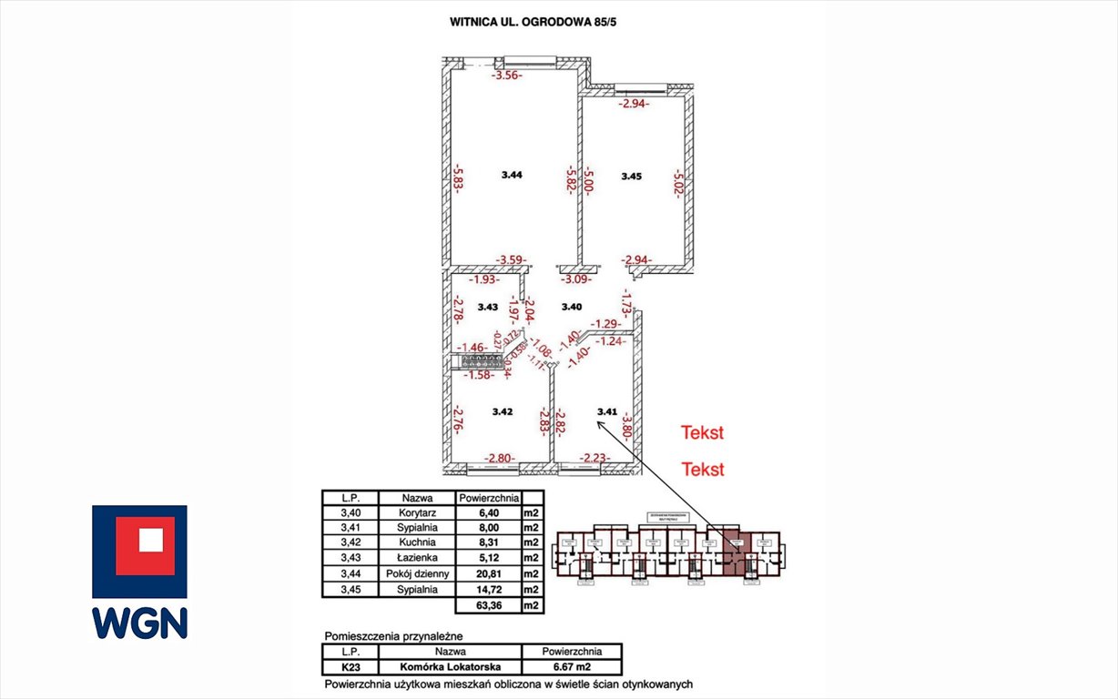 Mieszkanie trzypokojowe na sprzedaż Witnica, Ogrodowa  63m2 Foto 5