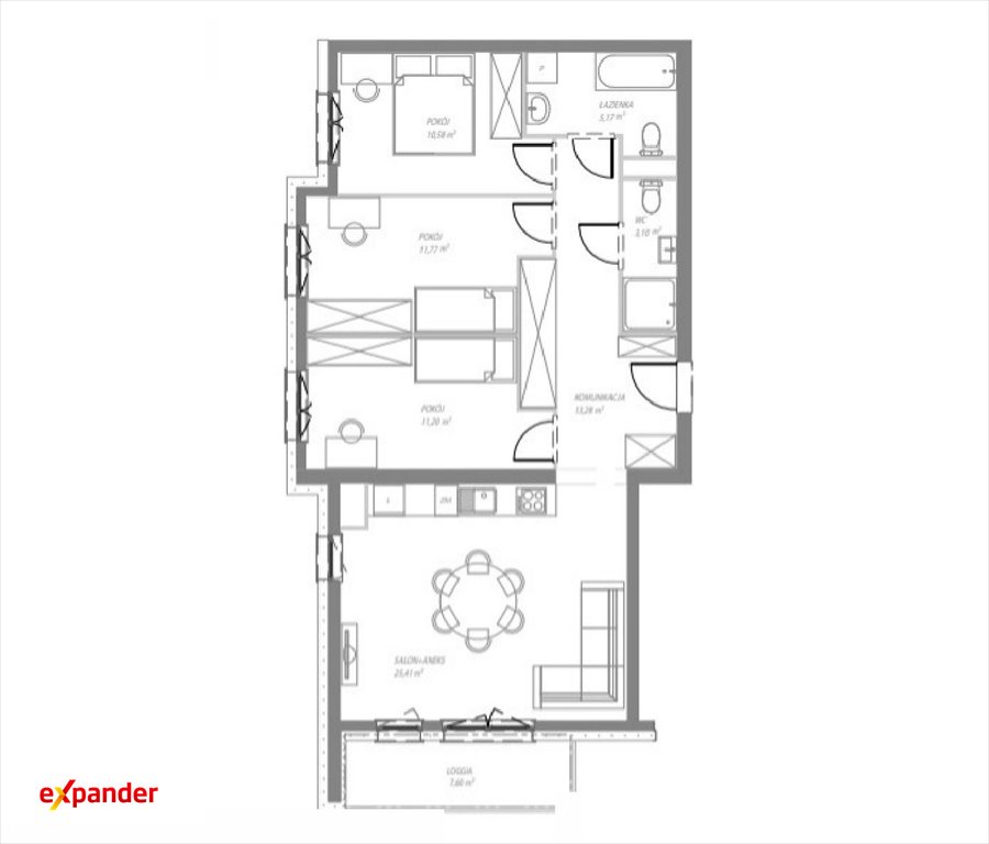 Nowoczesne 4-pokojowe mieszkanie z balkonem i windą Łódź, Piekarska  81m2 Foto 1