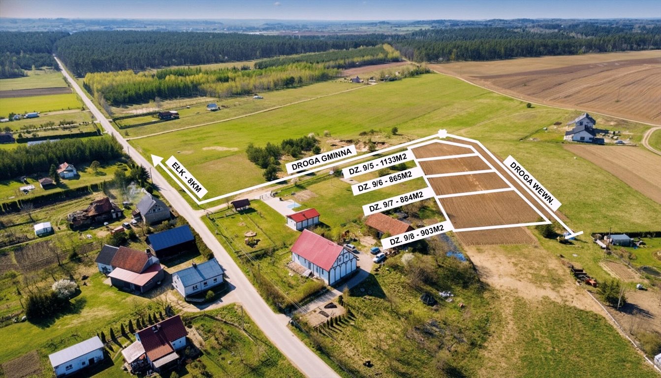 Działki w Krokocie, 865 m², media w drodze - polecam Ełk, Krokocie  865m2 Foto 1