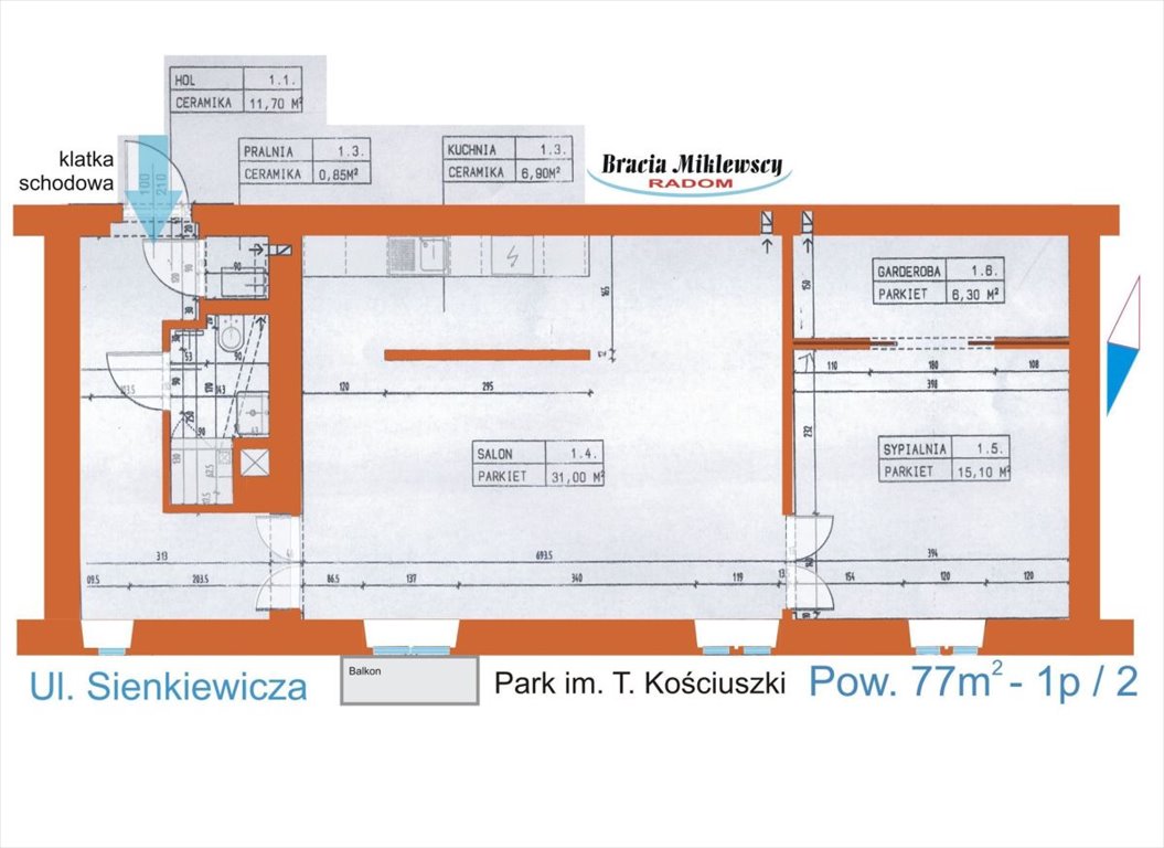 Mieszkanie dwupokojowe na sprzedaż Radom, Henryka Sienkiewicza  76m2 Foto 7