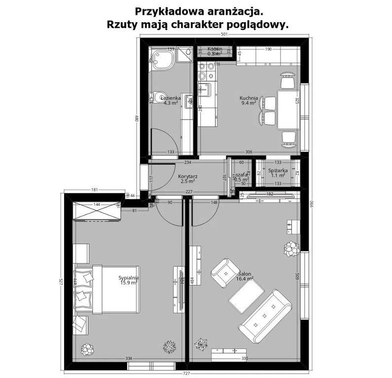 Mieszkanie dwupokojowe na sprzedaż Nowy Sącz, al. Stefana Batorego  54m2 Foto 9