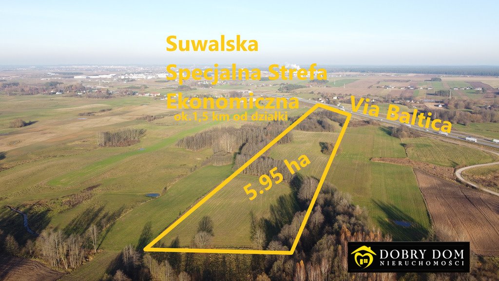 Działka inwestycyjna 5,95 ha pod magazyn i logistykę Suwałki  59 500m2 Foto 1
