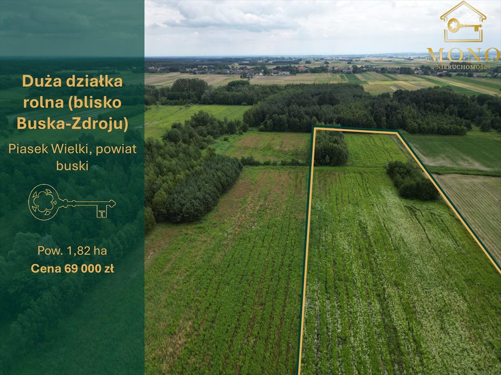 Działka rolna 1,82 ha w Piasek Wielki - polecam Piasek Wielki  18 200m2 Foto 1