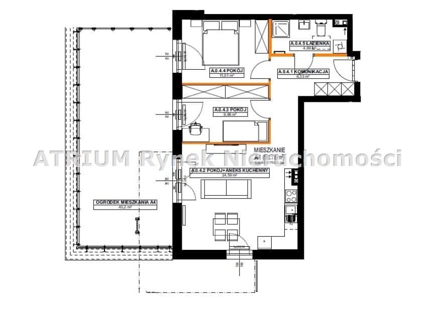Nowoczesne mieszkanie z ogródkiem w Piotrkowie Piotrków Trybunalski, Bugaj  60m2 Foto 1