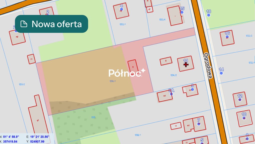 Polecam działkę inwestycyjną 3800 m² z warunkami zabudowy w Ładzicach Ładzice, Ogrodowa  3 800m2 Foto 1