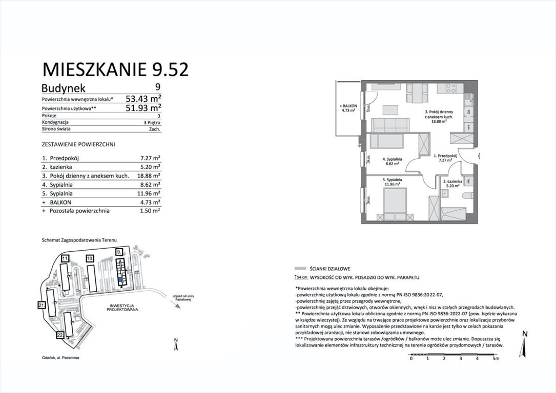 Mieszkanie trzypokojowe na sprzedaż Gdańsk, Łostowice  52m2 Foto 4