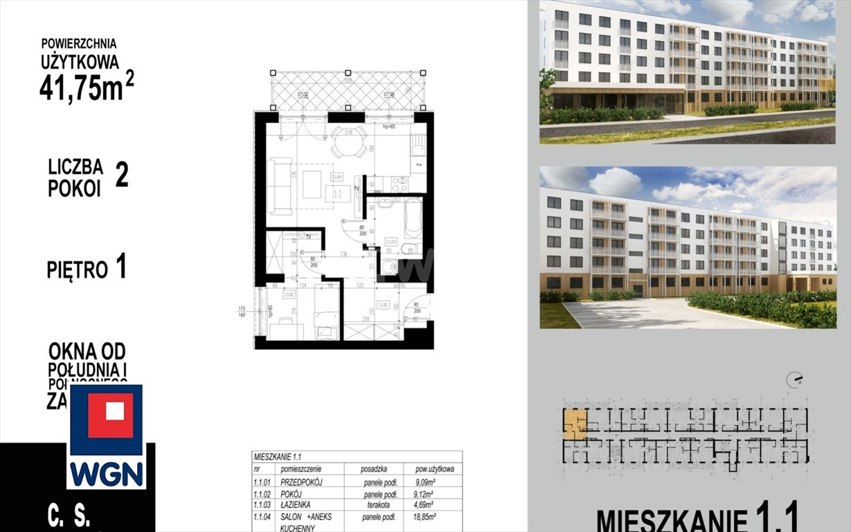 Mieszkanie dwupokojowe na sprzedaż Głogów, Wojska Polskiego  42m2 Foto 1