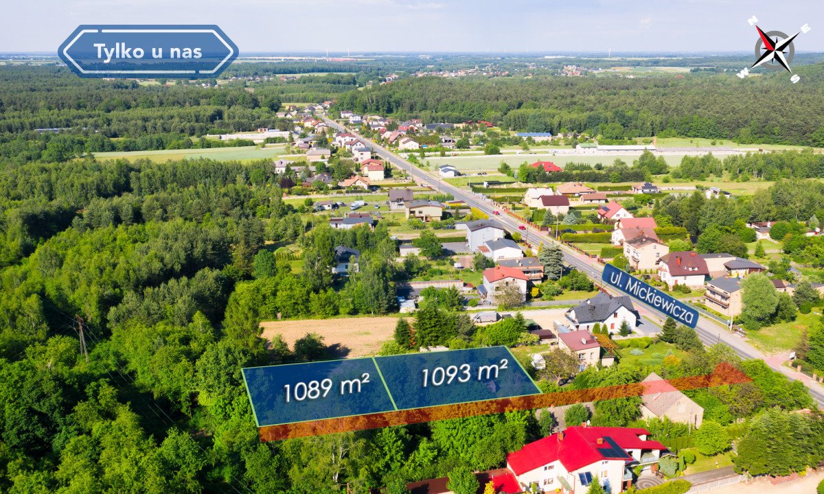 Działka 1093 m² pod dom jednorodzinny, media, spokojna okolica Wręczyca Wielka, Mickiewicza  1 089m2 Foto 1