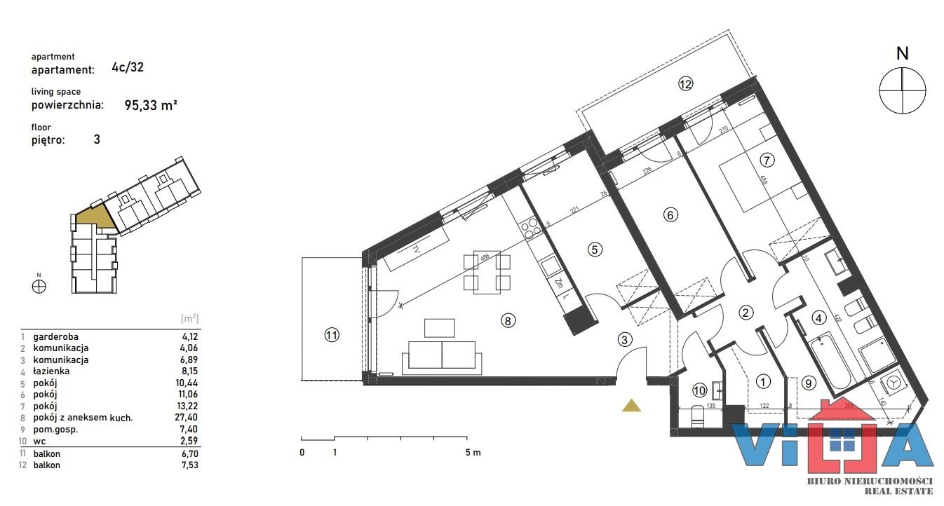 Mieszkanie czteropokojowe  na sprzedaż Zielona Góra, Centrum  95m2 Foto 2