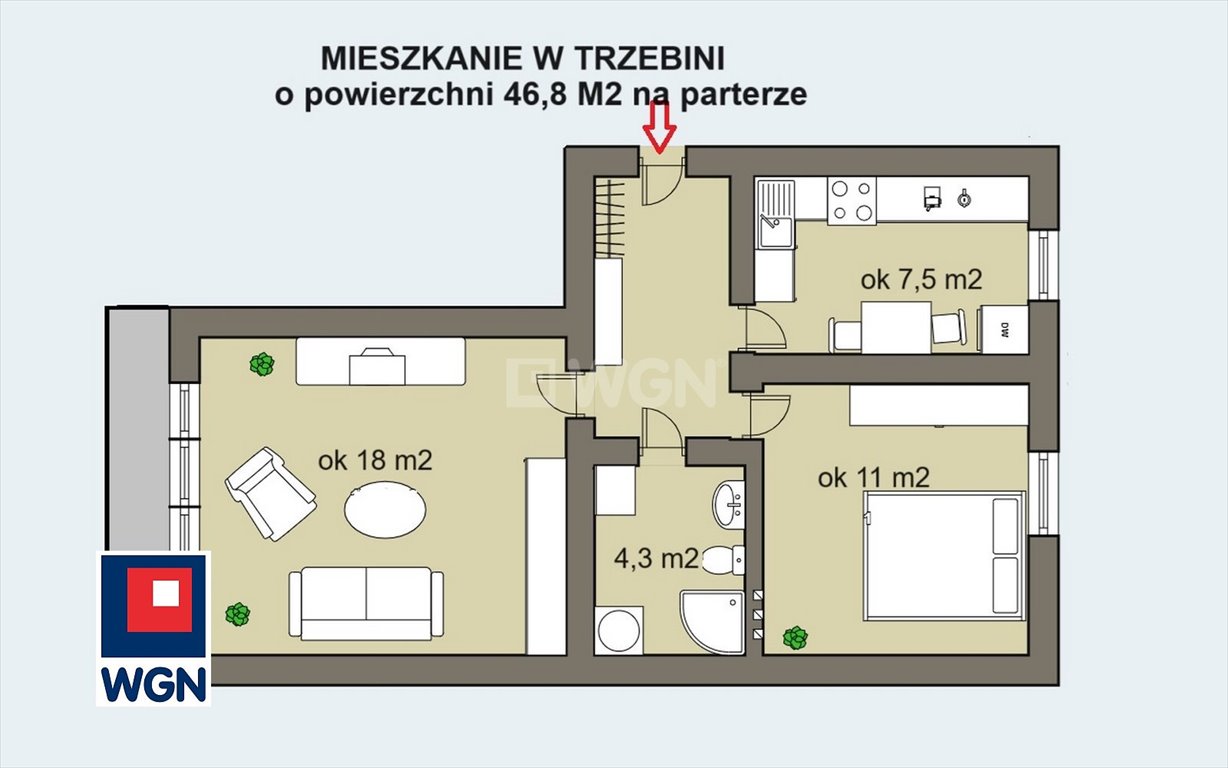 Mieszkanie dwupokojowe na sprzedaż Trzebinia, oś. Widokowe, oś. Widokowe  47m2 Foto 3