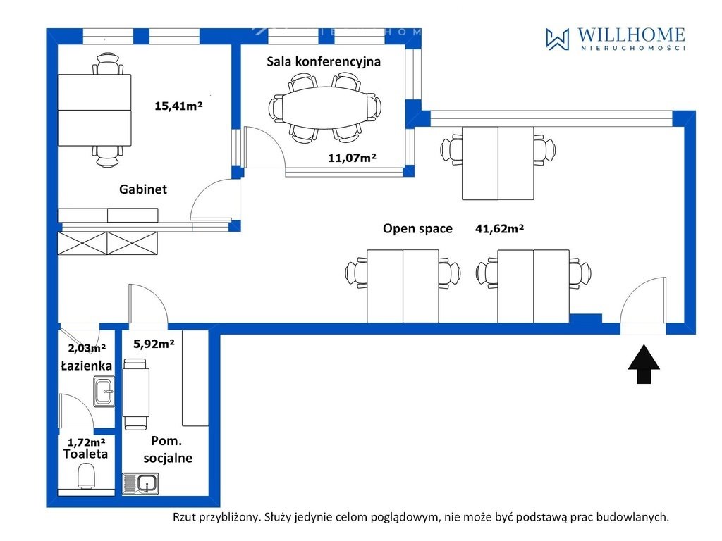 Lokal biurowy 78 m² w centrum Krzyki - otwarte ofertowanie Wrocław, Krzyki, Hubska  78m2 Foto 1