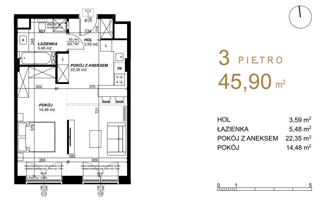 Mieszkanie dwupokojowe na sprzedaż Lublin, Śródmieście  46m2 Foto 2