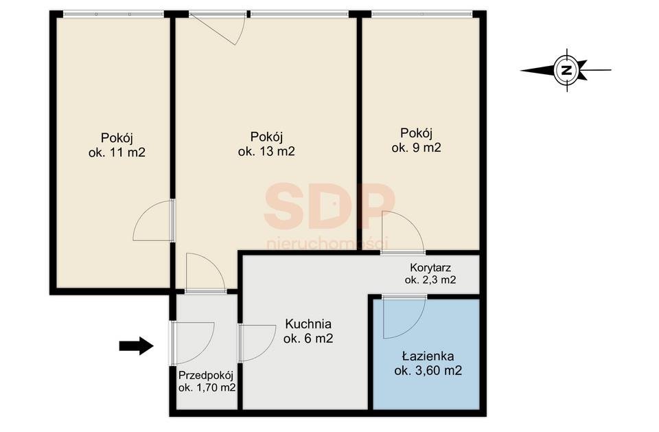 Mieszkanie trzypokojowe na sprzedaż Wrocław, Fabryczna, Gajowice, Krucza  47m2 Foto 4