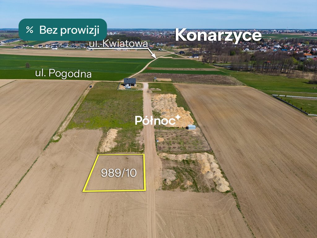 Działka budowlana z widokiem - media w drodze - blisko Łomży Konarzyce, Pogodna  782m2 Foto 1