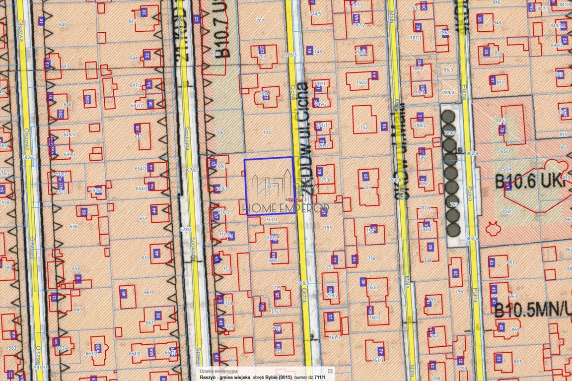 Polecam działkę 866 m² w Rybiu z mediami i planem zagospodarowania Rybie, Cicha  866m2 Foto 1