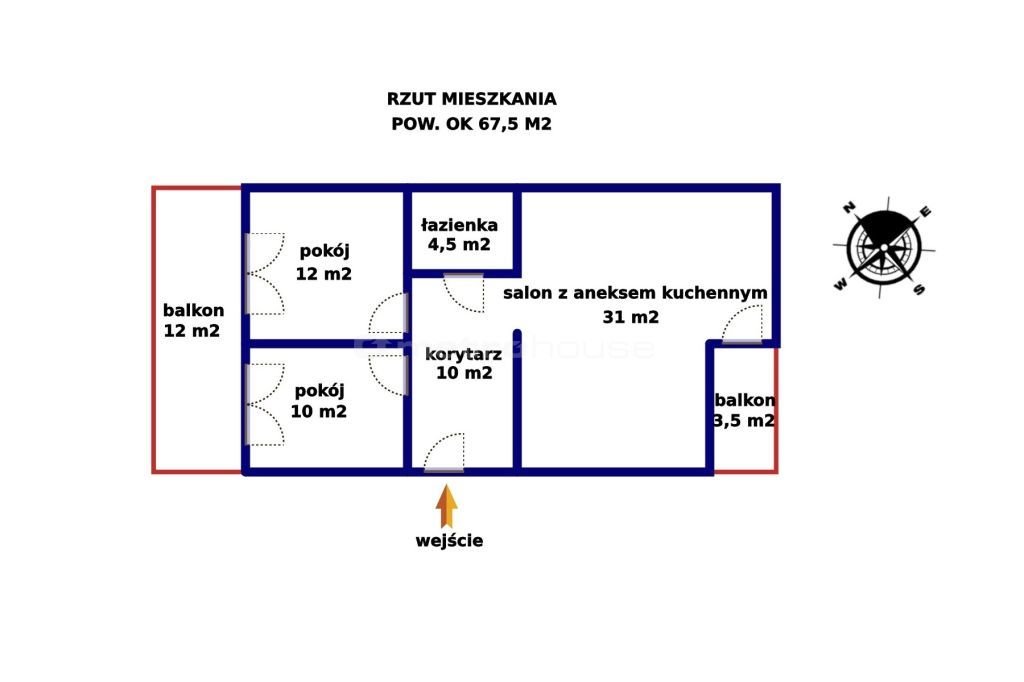 Mieszkanie dwupokojowe na wynajem Ostrołęka, Natury  68m2 Foto 2