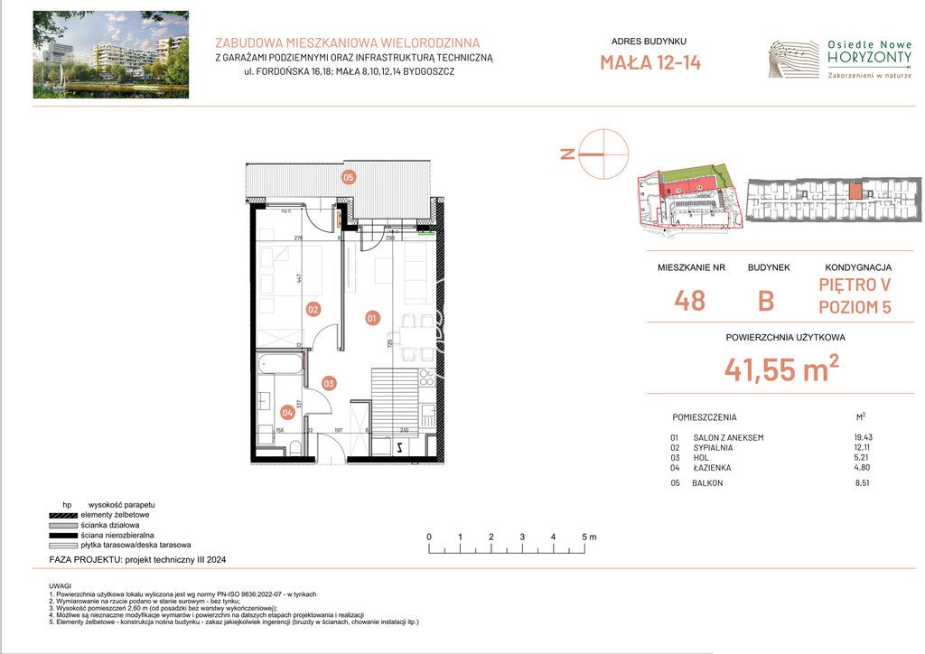 Dwupokojowe mieszkanie na sprzedaż w Bydgoszczy, 41,55 m² Bydgoszcz, Fordońska  42m2 Foto 1
