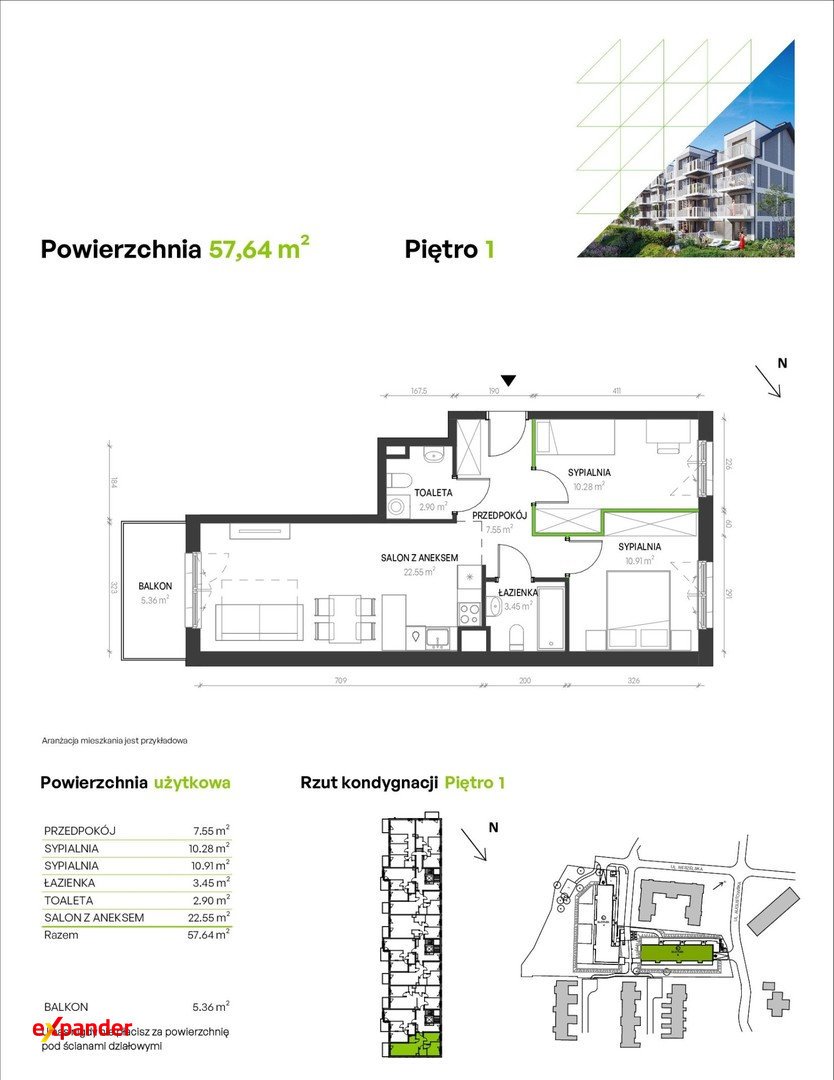 Nowoczesne 3-pokoje z balkonem i ogrodem - willowa zabudowa Wrocław, Augustowska  58m2 Foto 1