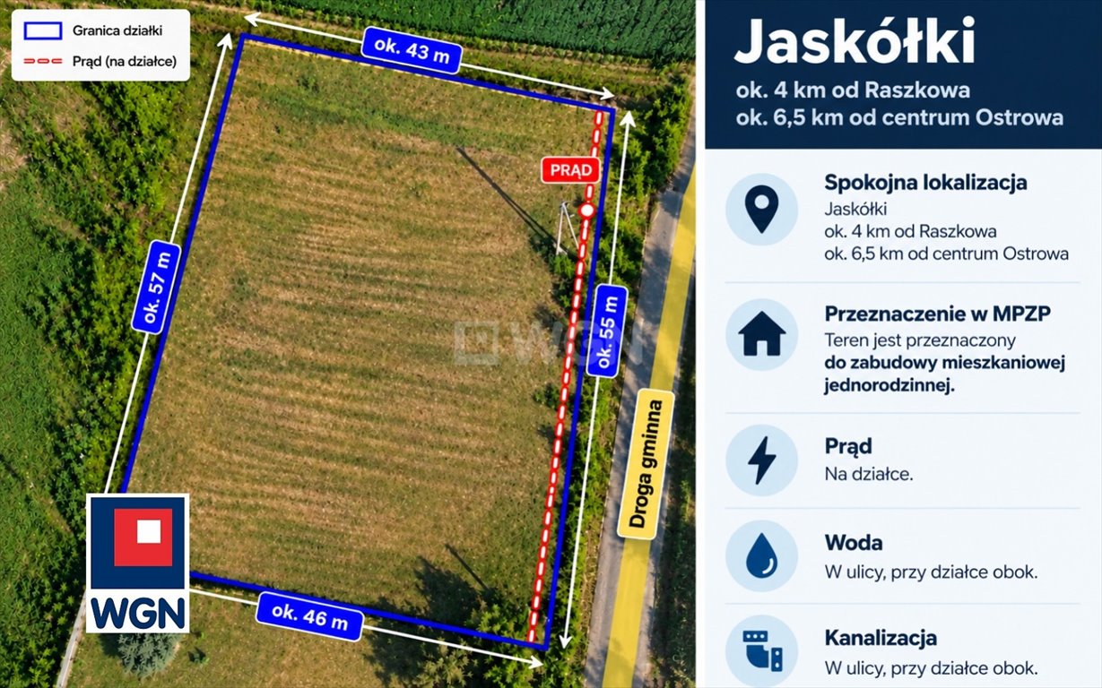 Polecam działkę 2 521 m² w Jaskółkach pod dom Raszków, Jaskółki, Jaskółki  2 521m2 Foto 1