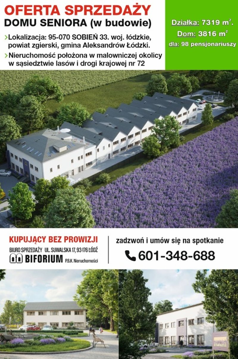 Inwestycja pod Dom Seniora z 3816 m² w Aleksandrowie Aleksandrów Łódzki, Sobień 33  3 816m2 Foto 1