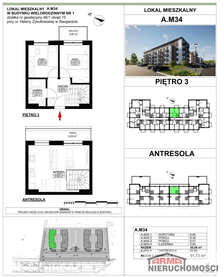 Mieszkanie trzypokojowe na sprzedaż Stargard, OS. PYRZYCKIE, Władysława Broniewskiego  52m2 Foto 7