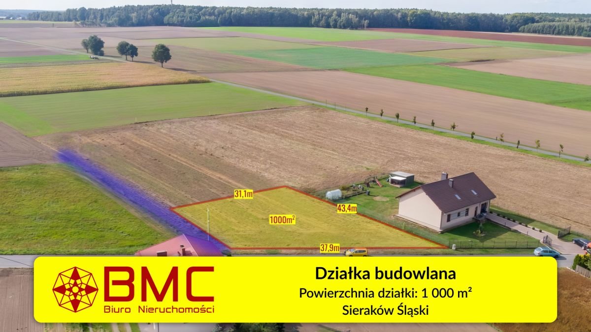 Działka budowlana na sprzedaż Sieraków Śląski, Osiedlowa  1 000m2 Foto 1
